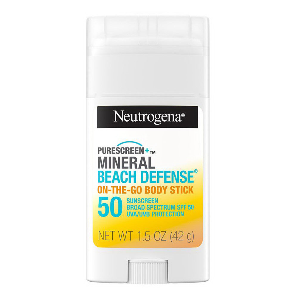 Neutrogena Purescreen Beach Defense On The-Go Mineral Sunscreen Body Stick Spf 50, 1.5 Oz