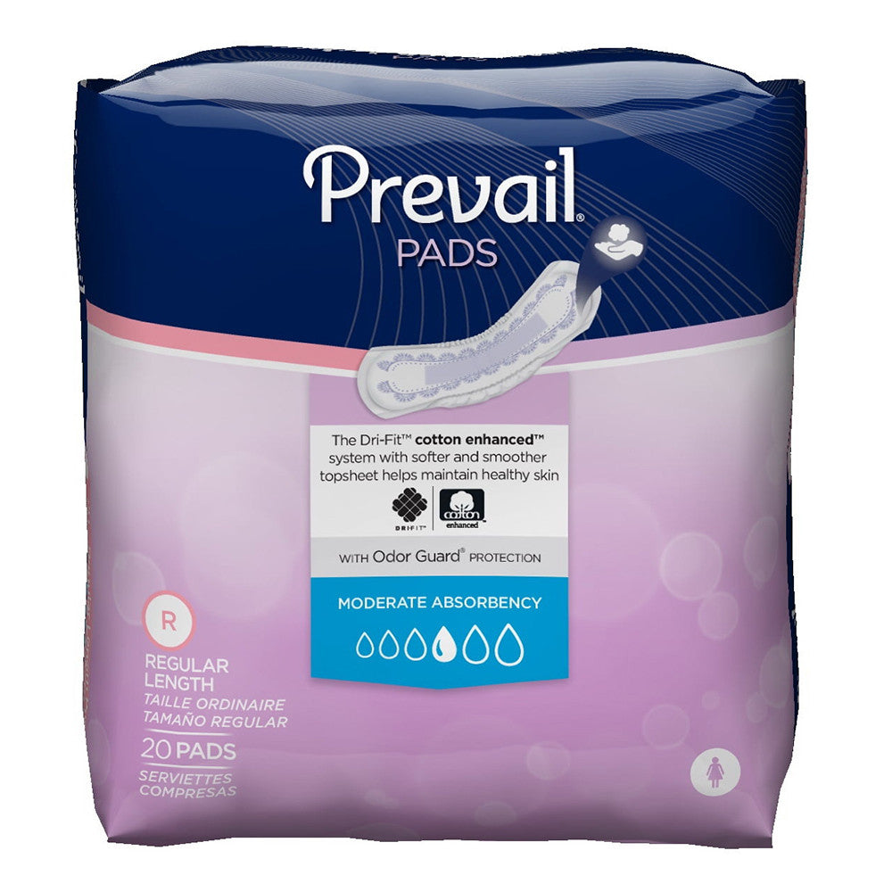Prevail Daily Incontinence Bladder Control Pads Moderate Absorbency for Women, 20 Ea, 9 Pack