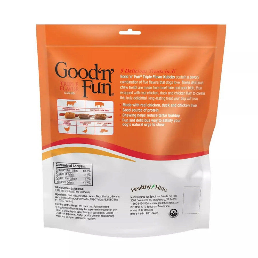 Good N Fun Triple Flavor Kabobs With Chicken Beef and Pork Flavor Dog Treats, 12 Oz
