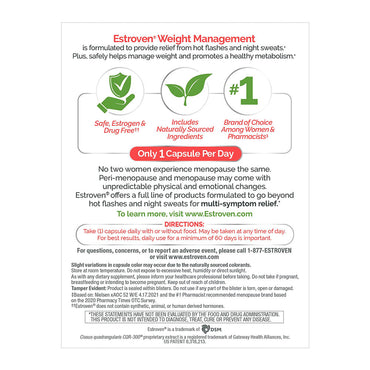 Estroven Menopause Relief for Weight Management Capsules, 30 Ea