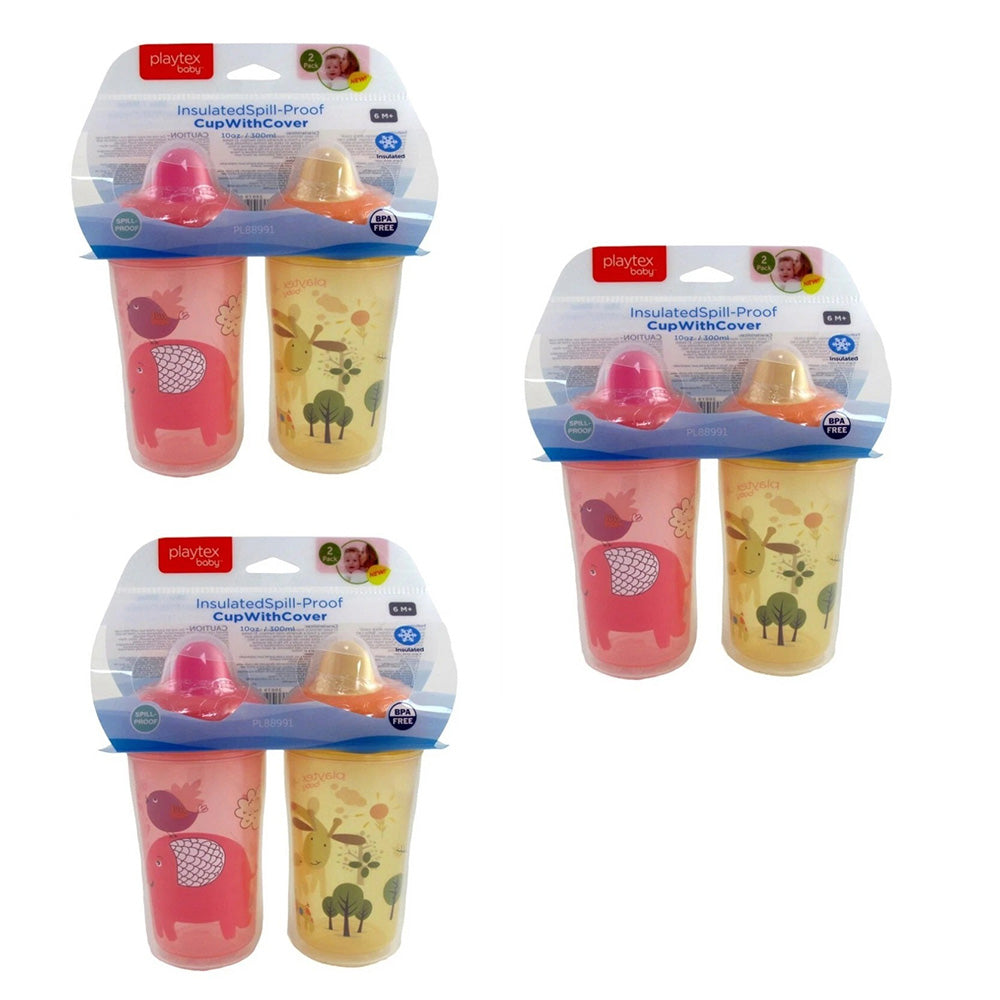 Playtex Baby Insulated Spill Proof Cup Plus Cover 6M+ 10Oz (300ml),Pack of 2