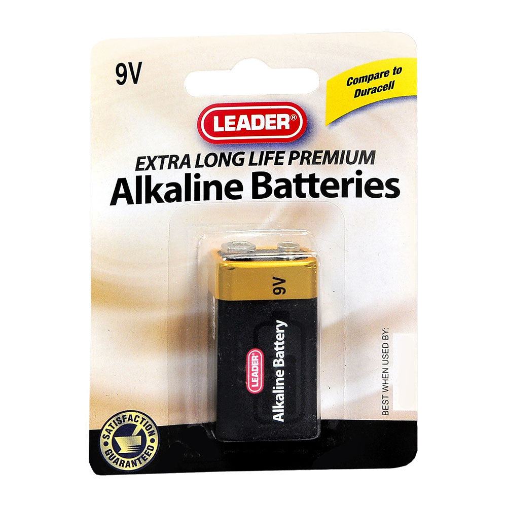Leader Battery Alkaline, 9 Volt, 1 Ea