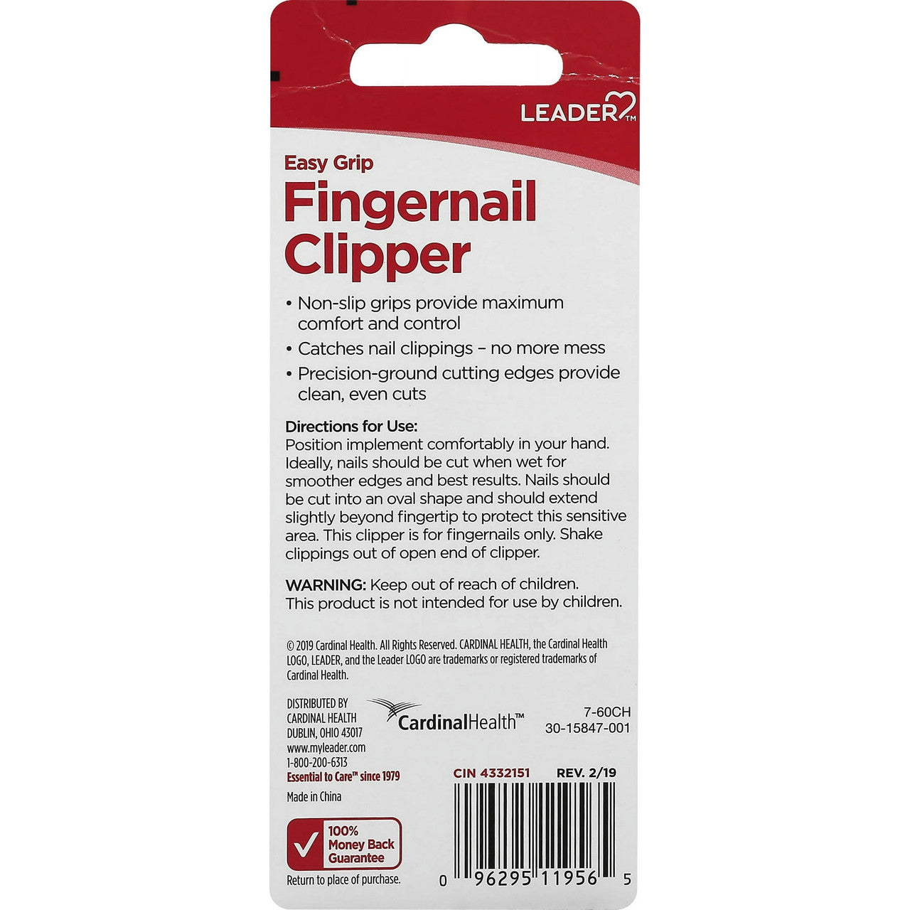 Leader Easy Grip Finger Nail Clipper, 1 Ea