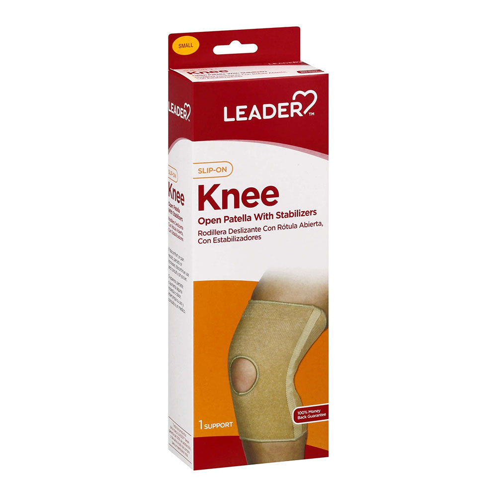 Leader Slip On Knee Open Patella With Stabilizers, Small, Supports Braces, 1 Ea