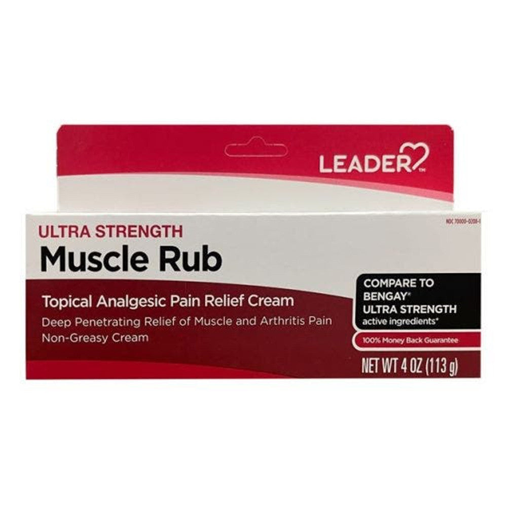 Leader Ultra Strength Muscle Rub Cream for Pain Relief, 4 Oz