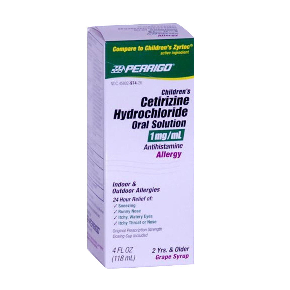 Perrigo Childerns Allergy Hydrochloride Oral Solution, Grape Syrup, 4 Oz