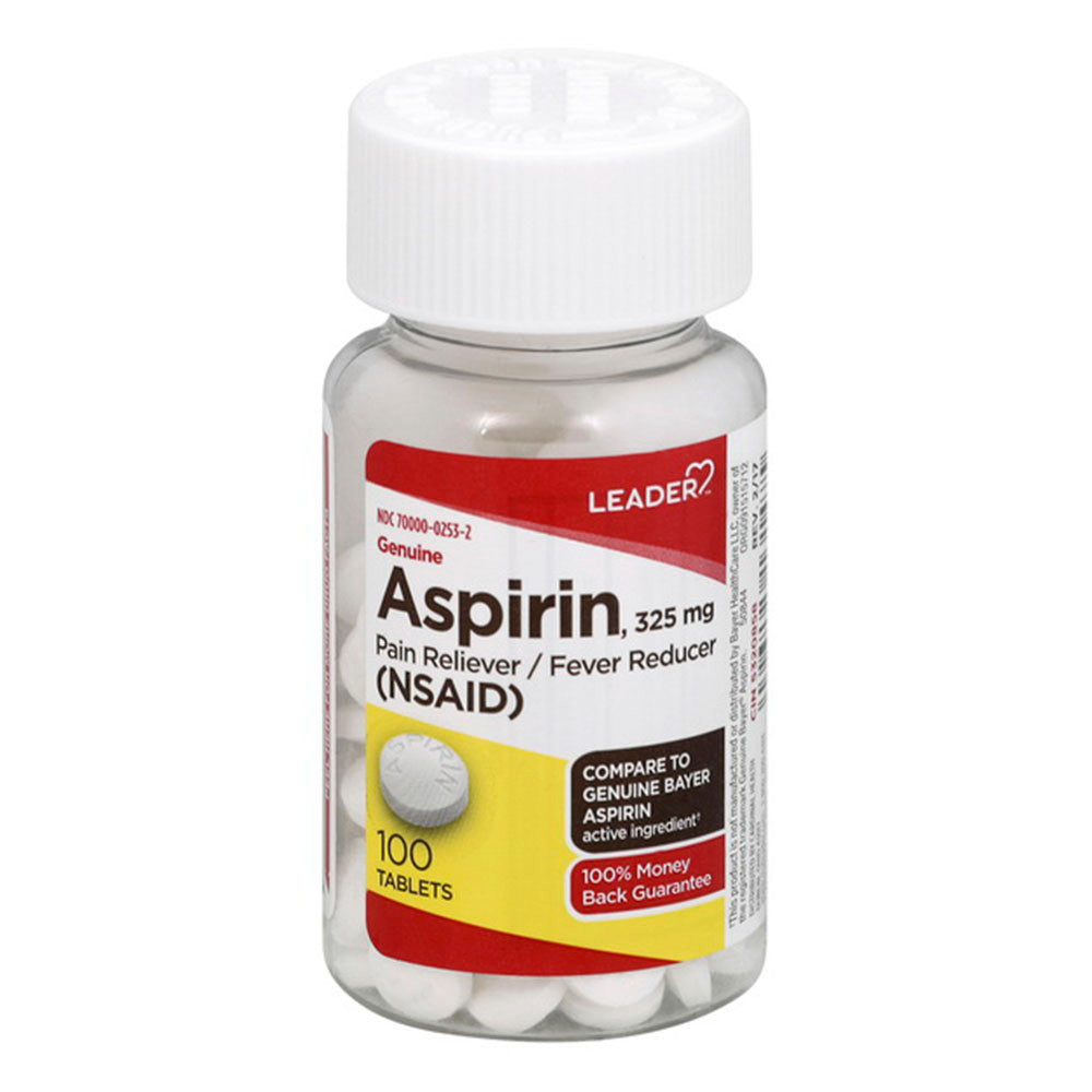 Leader Genuine Aspirin 325 Mg Tablets, 100 Ea