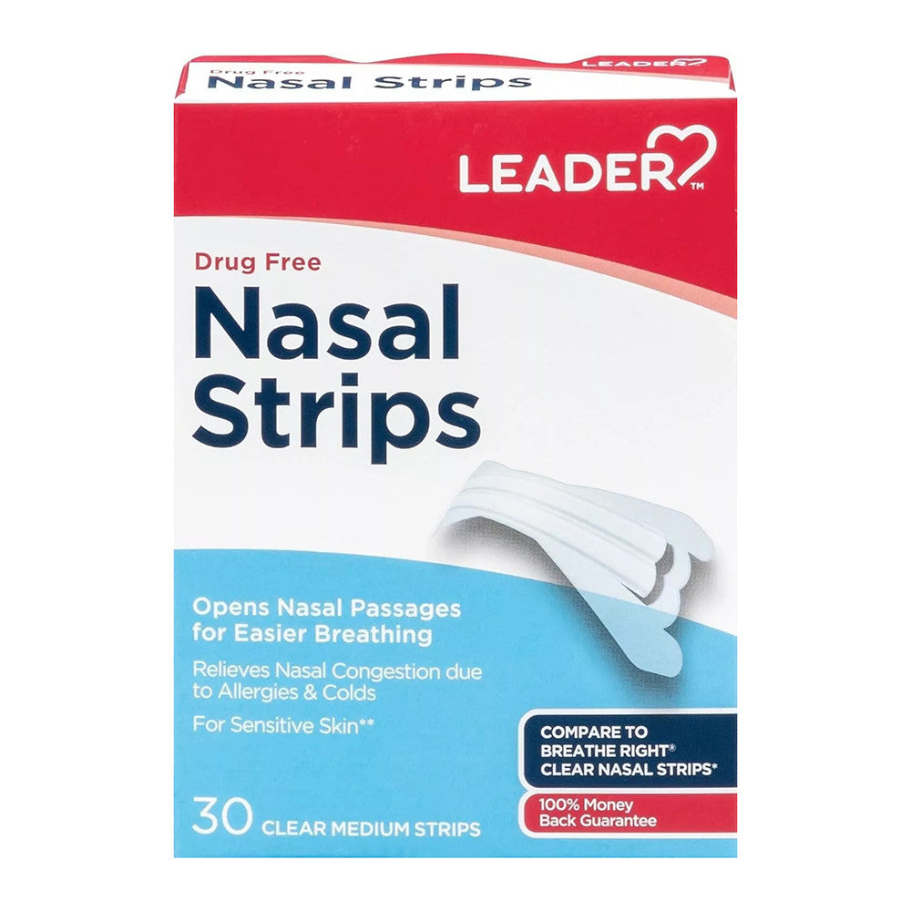 Leader Nasal Strips for Easier Breathing, Clear Medium Strips, 30 Ea
