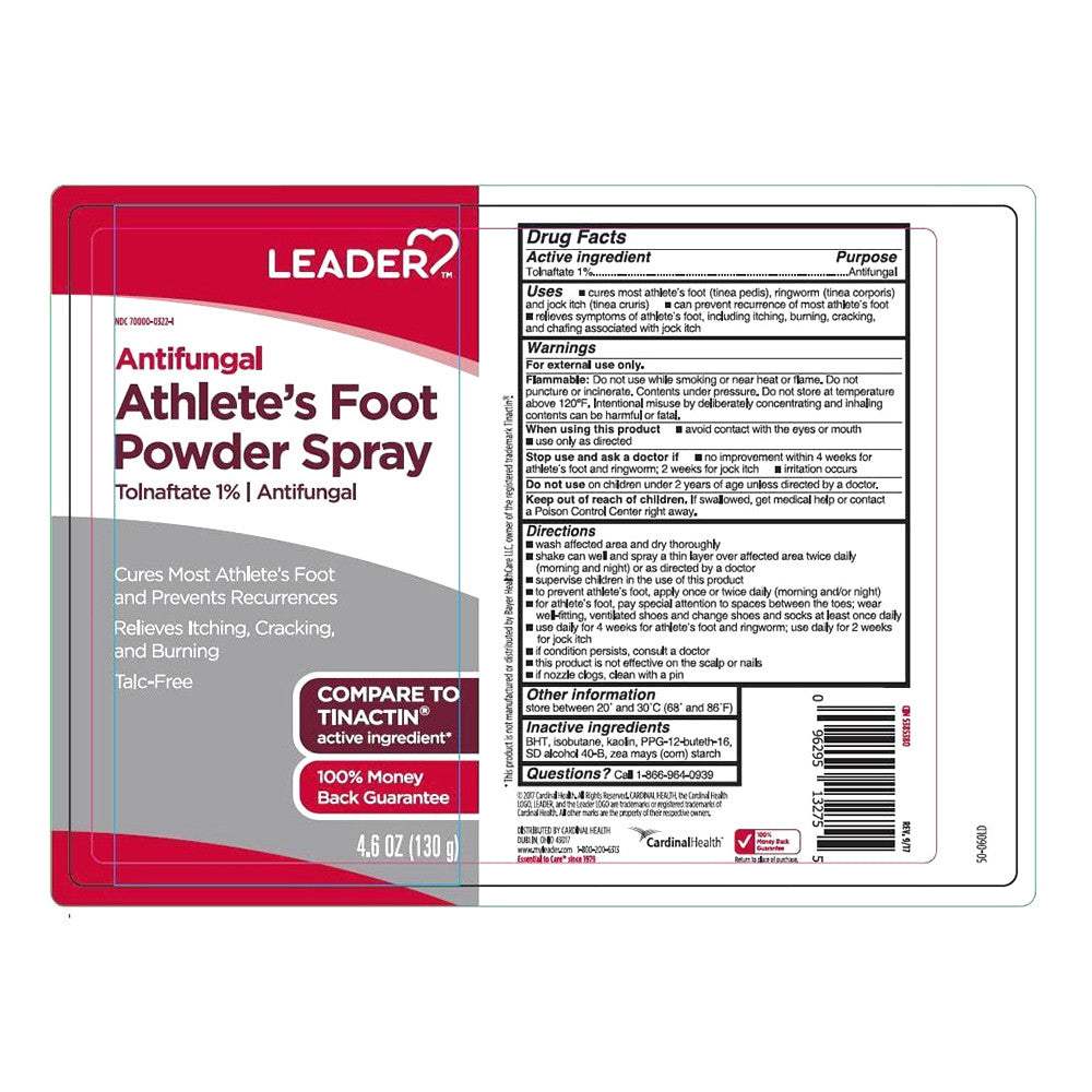 Leader Athletes Foot Antifungal Powder Spray, Tolnaftate 1%, 4.6 Oz