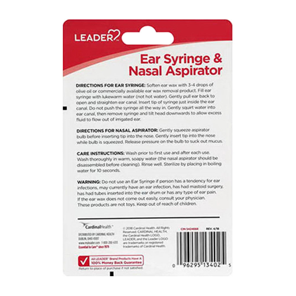 Leader Ear Syringe Or Nasal Aspirator For Adults, Children Or Babies, 1 Ea