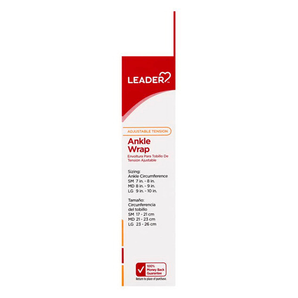 Leader Adjustable Tension Ankle Wrap Black, Medium, 1 Ea