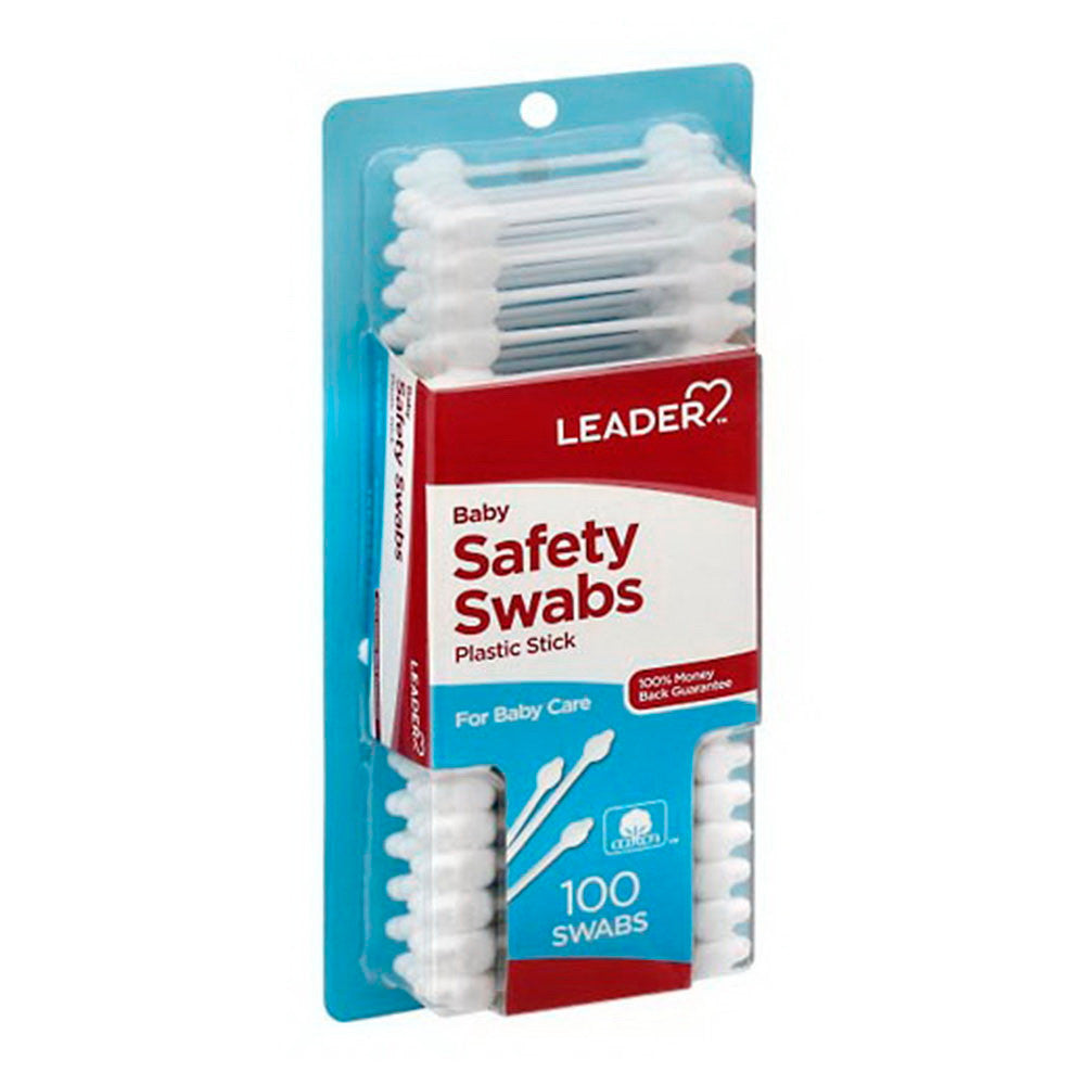 Leader Baby Safety Swabs, Plastic Stick, 100 Ea