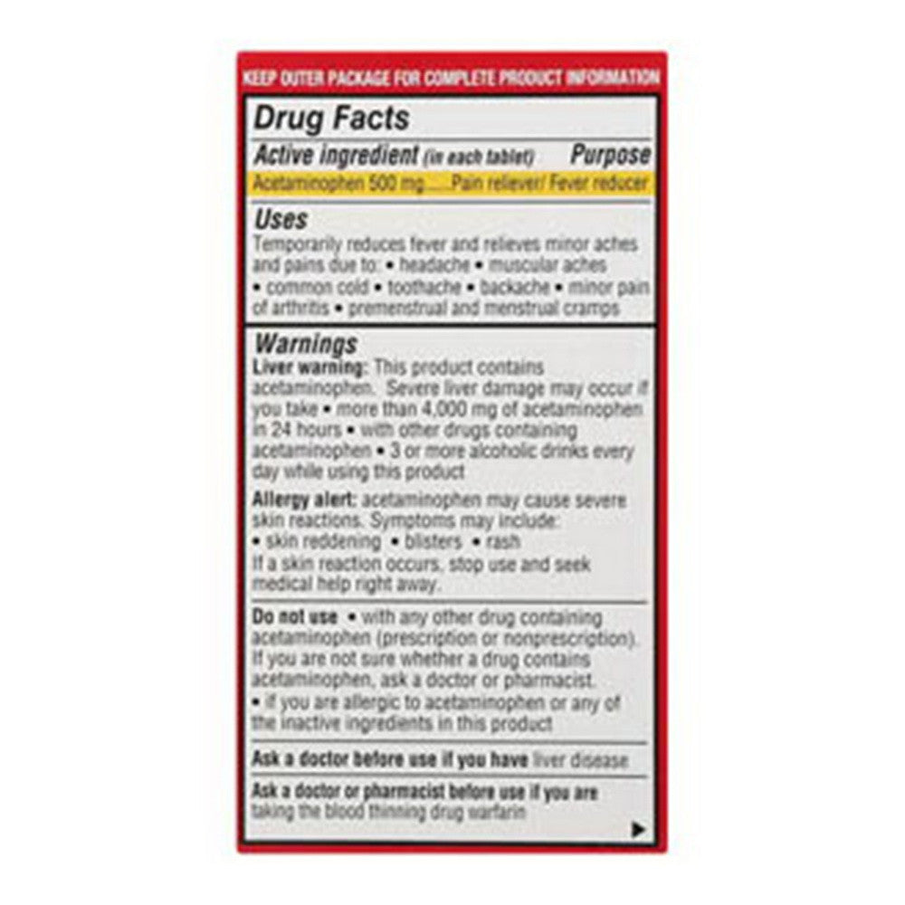 Leader Acetaminophen Extra Strength, 500 Mg Tablets For Adults, 60 Ea