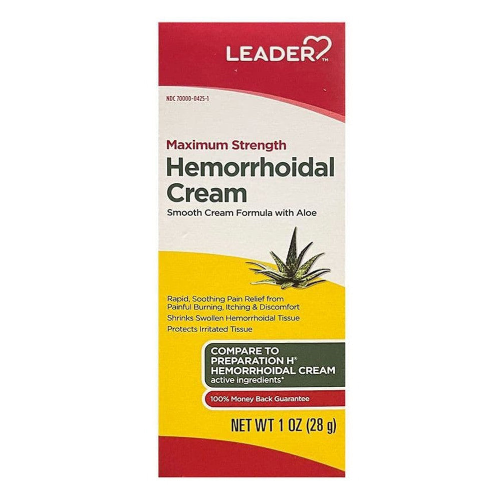 Leader Maximum Strength Hemorrhoidal Cream Tube, 1 Oz