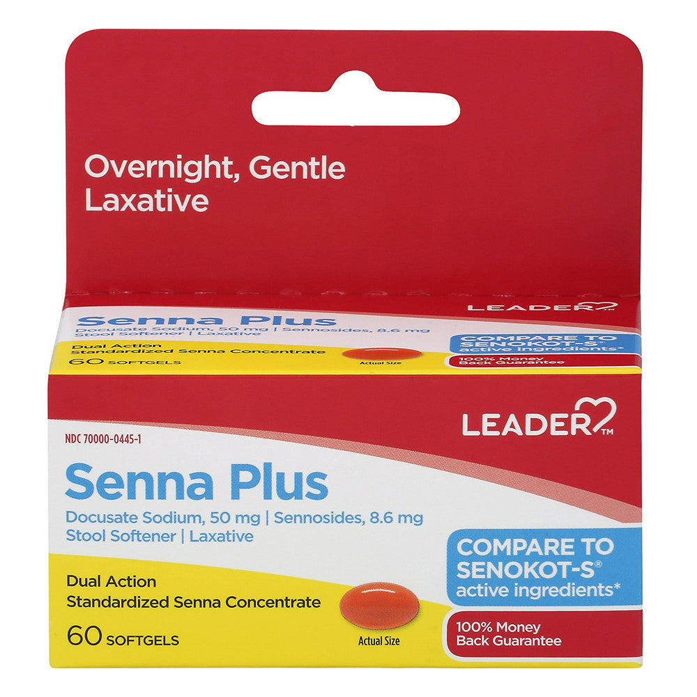 Leader Senna Plus Laxative and Stool Softener Softgels, 60 Ea