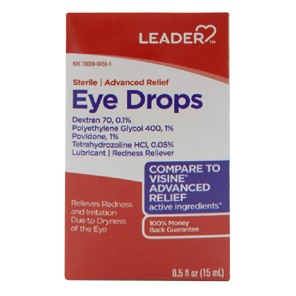 Leader Eye Drops Advanced Formula Solution, Drops, 0.5 Oz