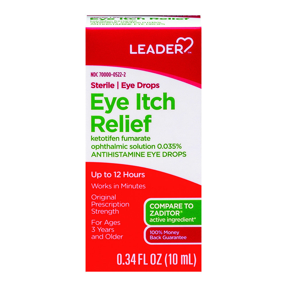 Leader Eye Itch Relief Solution, Drops, 0.34 Oz