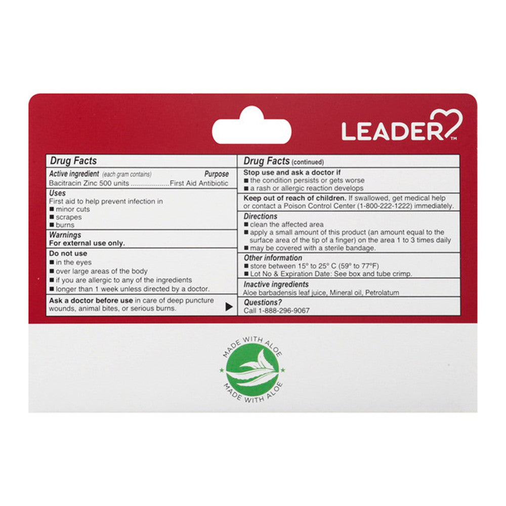 Leader Bacitracin Zinc Ointment With Aloe, 1 Oz