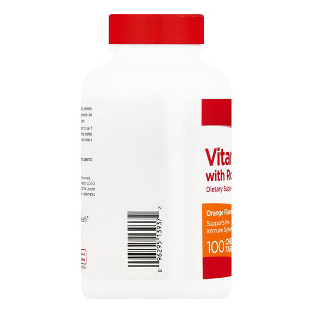 Leader Vitamin C with Rose Hips Dietary Supplement 500 Mg Chewable Tablets, Orange Flavor, 100 Ea