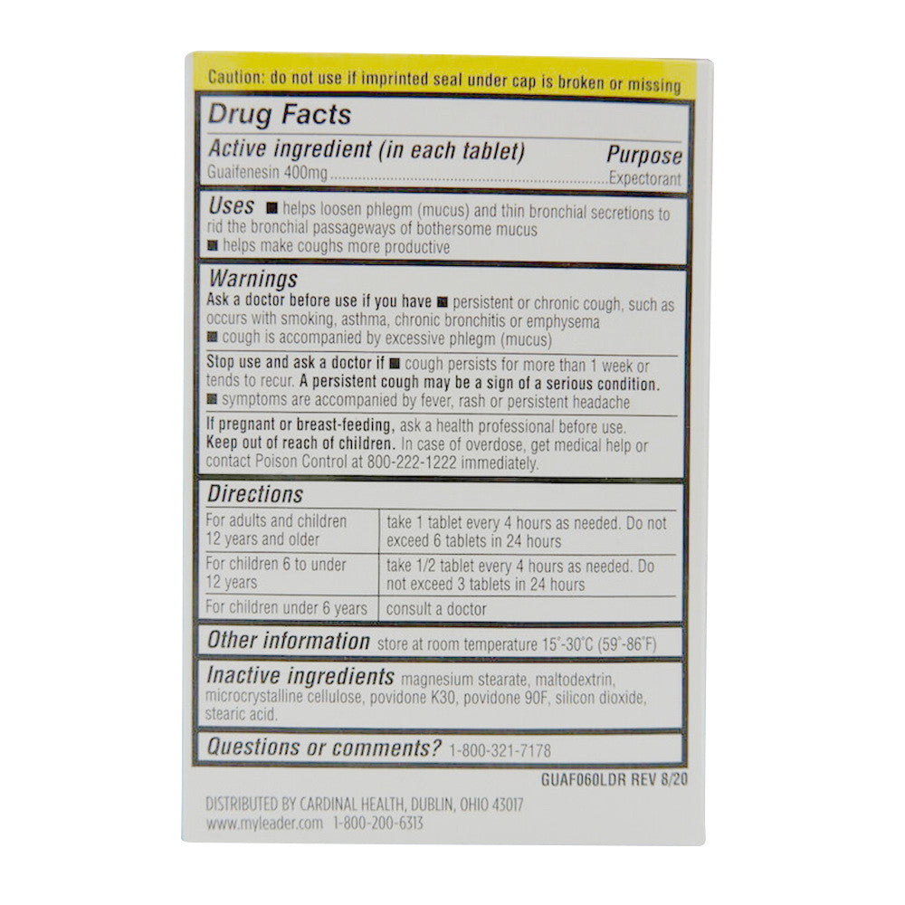 Leader Chest Congestion Relief Tablets, 60 Ea