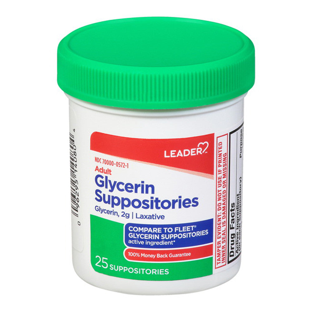 Leader Adult Glycerin Suppositories, 25 Ea