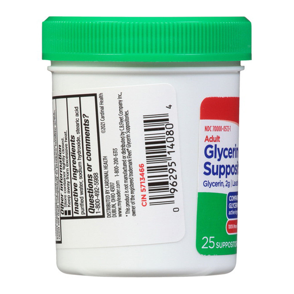 Leader Adult Glycerin Suppositories, 25 Ea