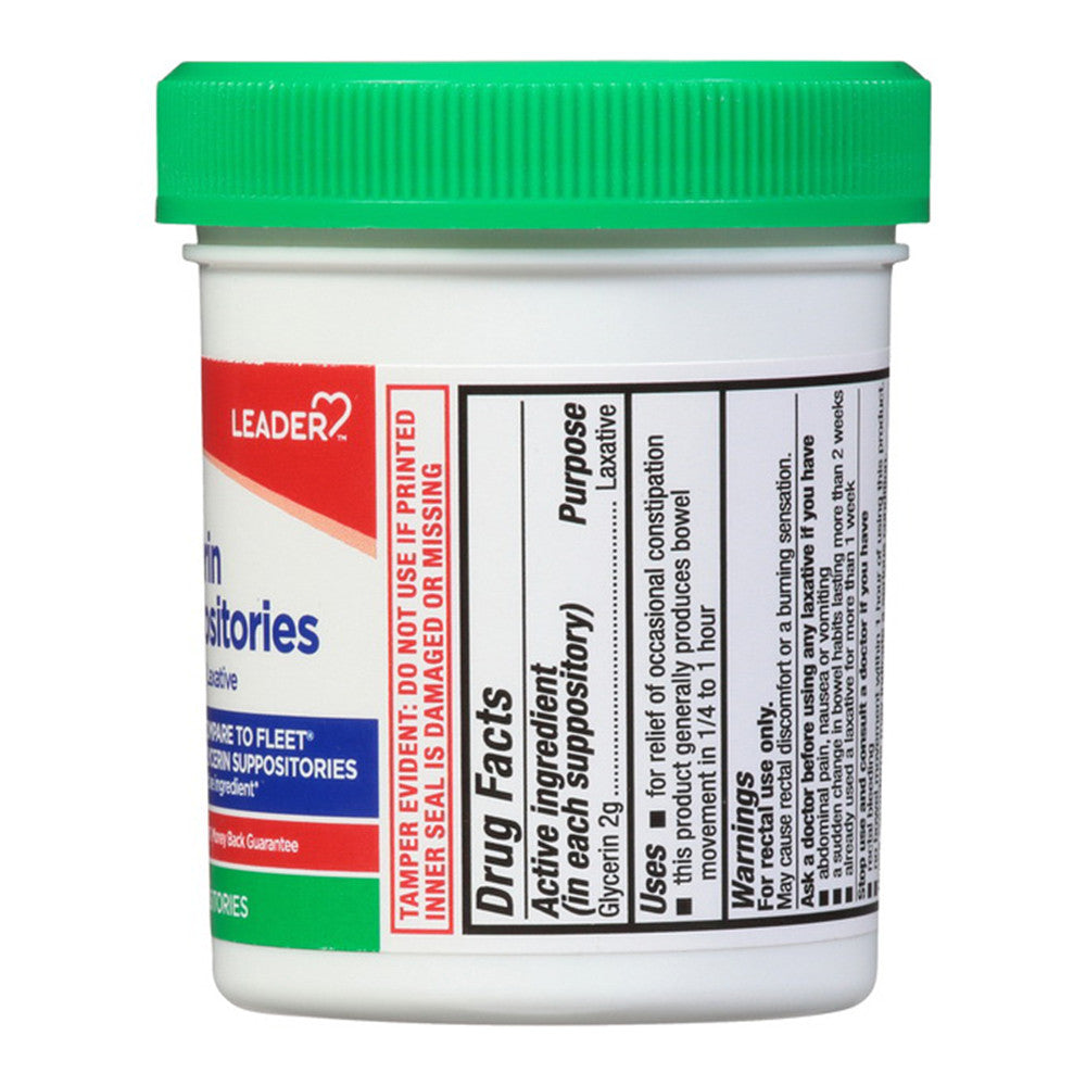 Leader Adult Glycerin Suppositories, 25 Ea