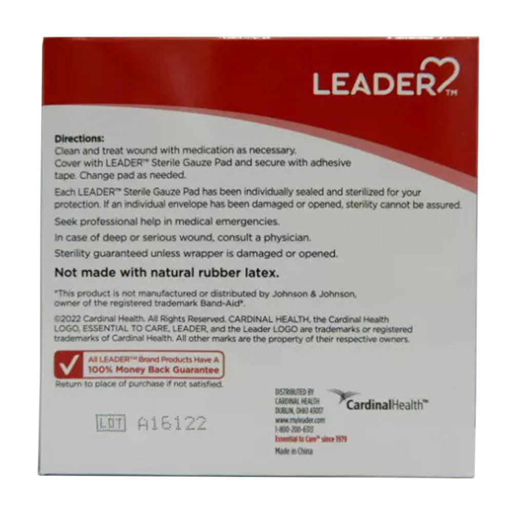 Leader Sterile Gauze Pads 3*3 in All One Size, 25 Ea