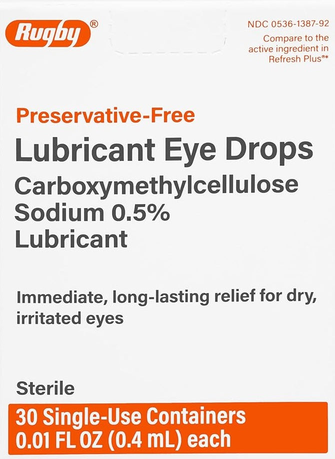 Rugby Preservative Free Lubricant Eye Drops for Dry Eyes, 0.01 Oz