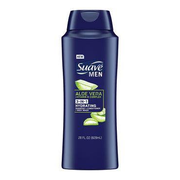 Suave Men 3 In 1 Shampoo Conditioner And Body Wash With Aloe Vera And Vitamin B7, 28 Oz