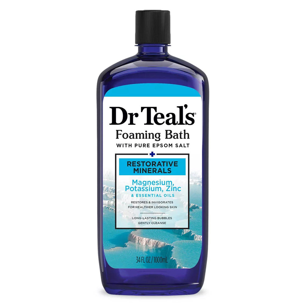 Dr Teals Foaming Bath Pure Epsom Salt Restorative Minerals with Essential Oils for Healthier Looking School 34Oz (1000ml)