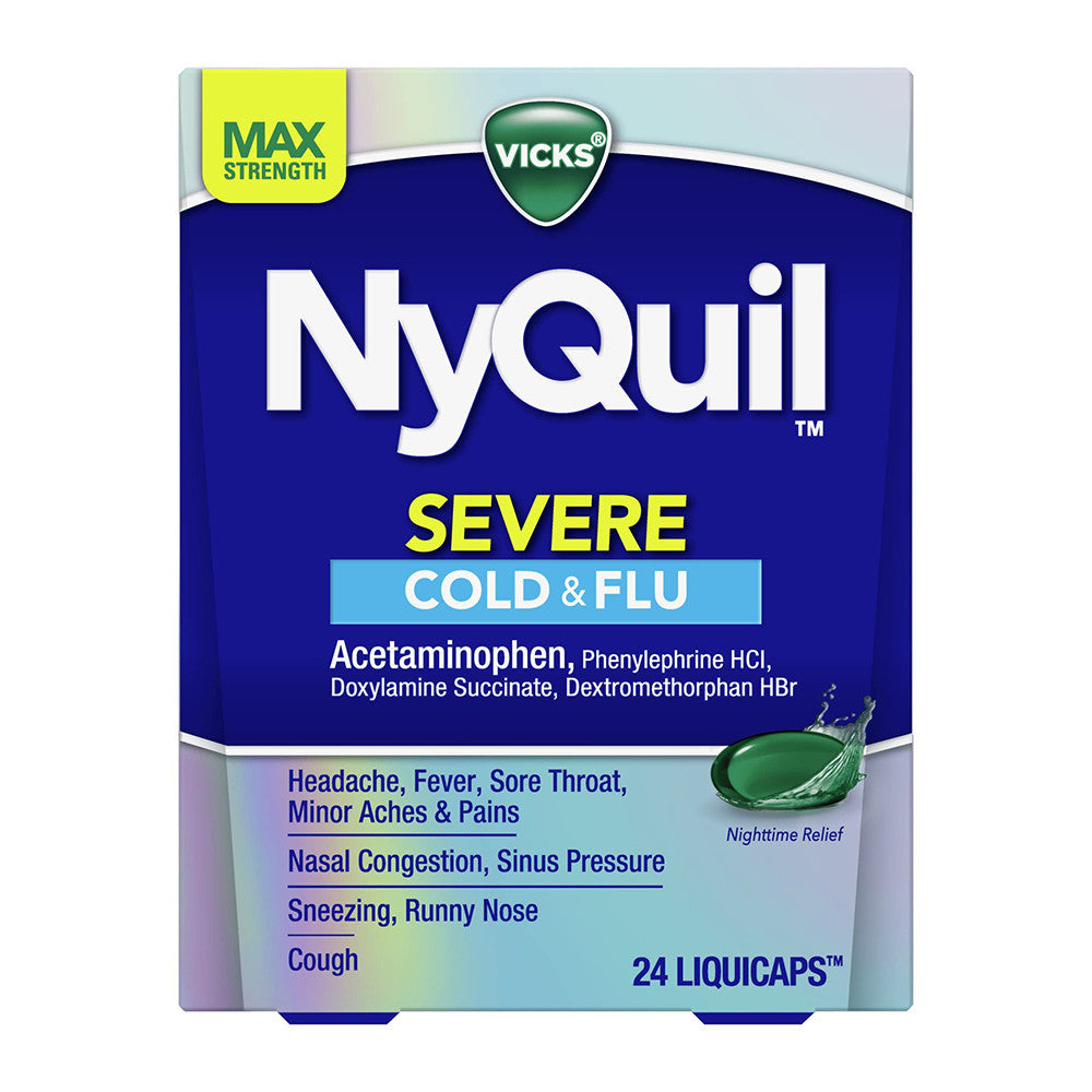 Vicks NyQuil Senere Maximum Strength Cough, Cold & Flu Nighttime Relief Liquid Caps, 24 Ea