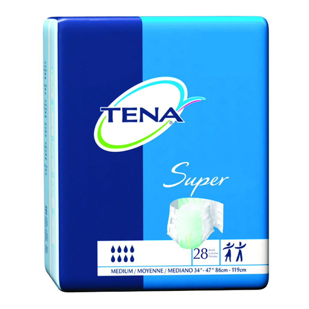 Tena Super Ultra Disposable Briefs Medium 28Ea