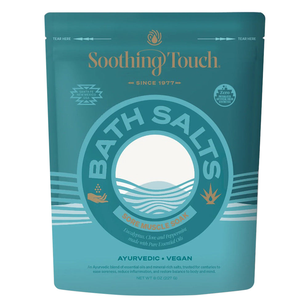 Soothing Touch Bath Salts Display Pouches Sore Muscle Soak for Relaxation 8Oz (227g) 6Ea