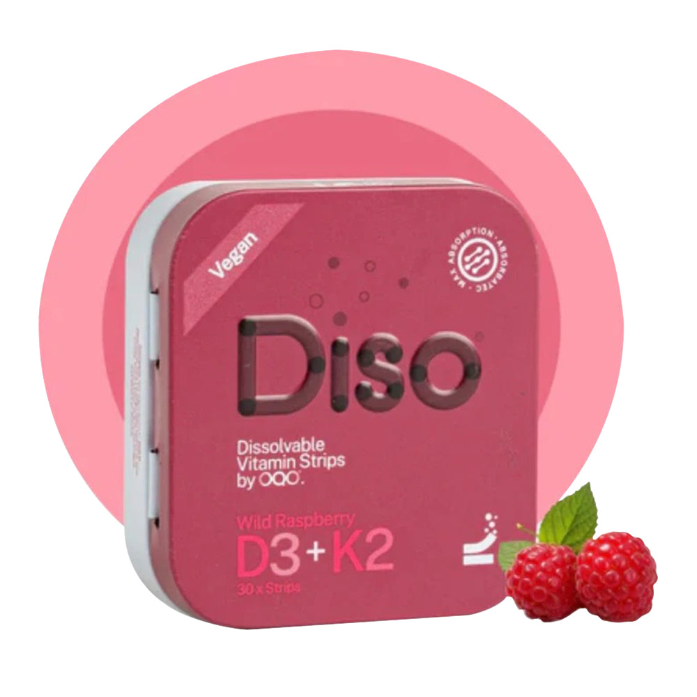 Diso Dissolvable Vitamin Strips D3 Plus K2 Wild Raspberryy 6Ea