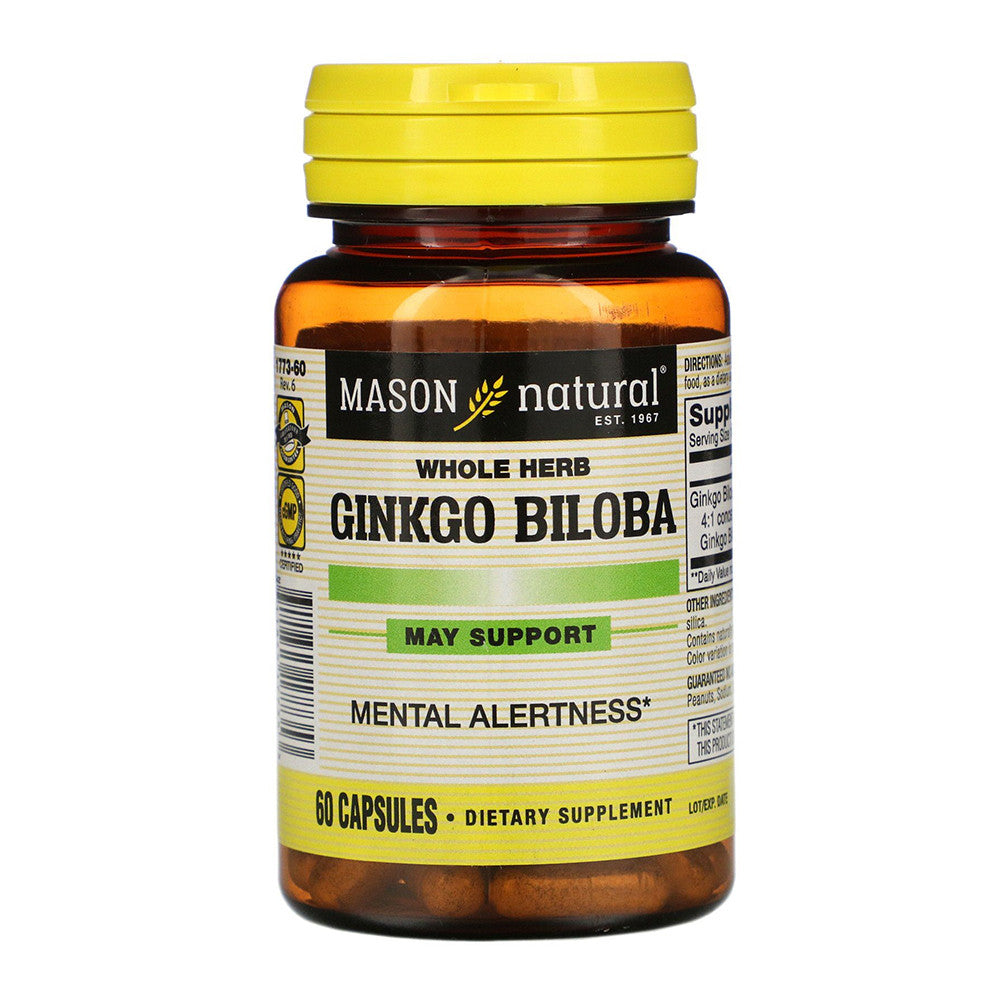Mason Natural Ginkgo Biloba Capsules for Mental Allertness, 60 Ea