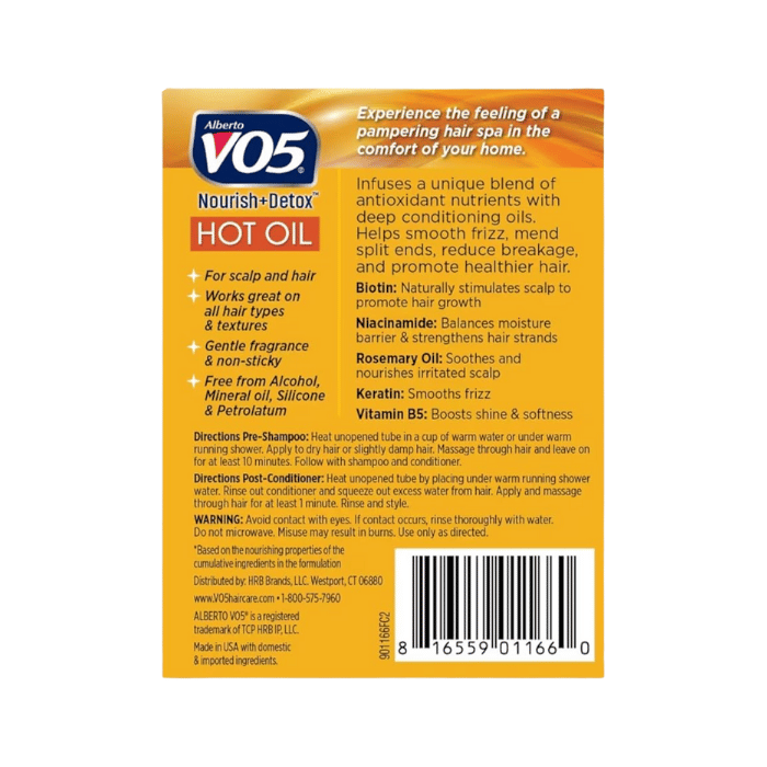 Alberto Vo5 Hot Oil Moisturizing Treatment With Vitamin E, 0.5 Oz, 2 tubes