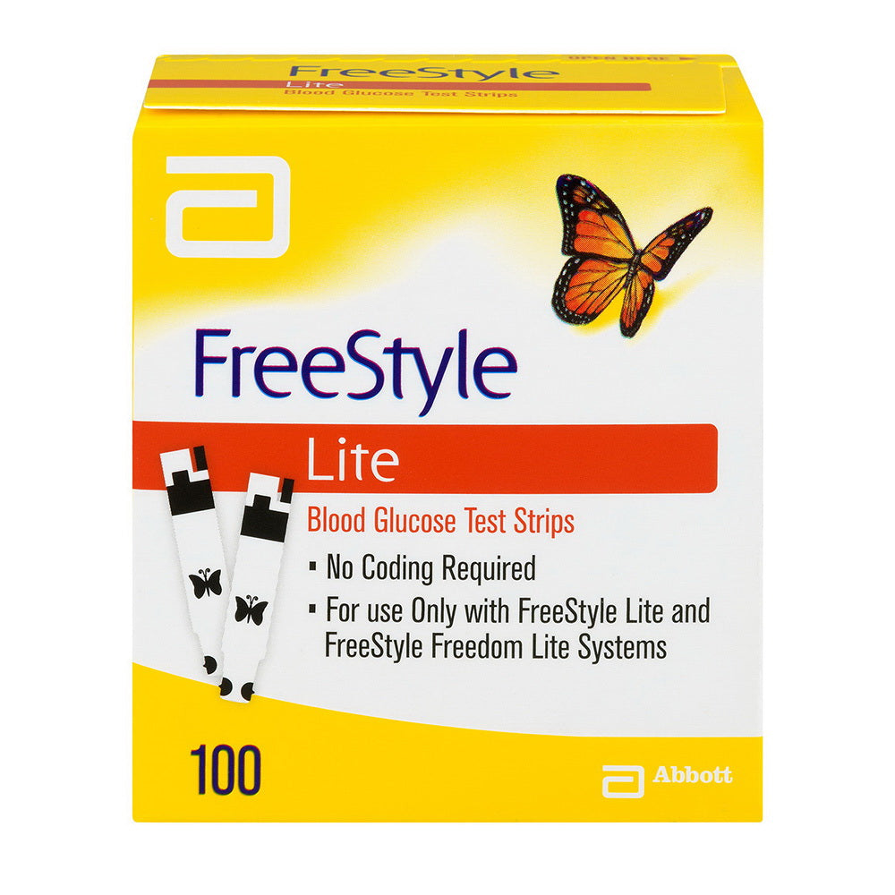 Abbott FreeStyle Lite Test Strips Blood Glucose Monitoring 100Ea
