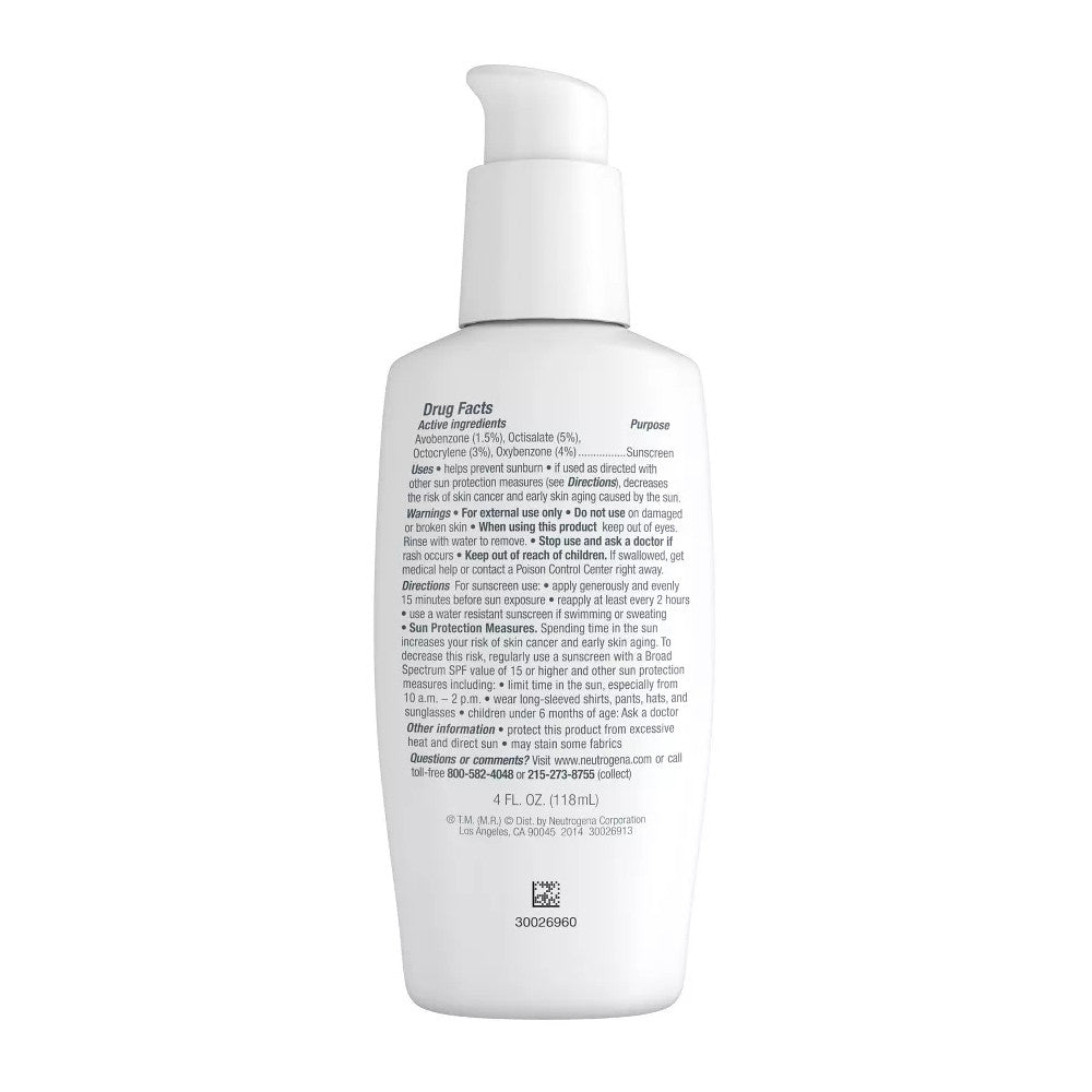 Neutrogena Oil-Free Facial Moisturizer With Uva And Uvb Sun Protection, Spf 15 - 4 Oz