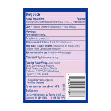 Dry Idea Advanced Dry Hypo Allergenic Clear Gel Antiperspirant And Deodorant, Unscented, 3 Oz