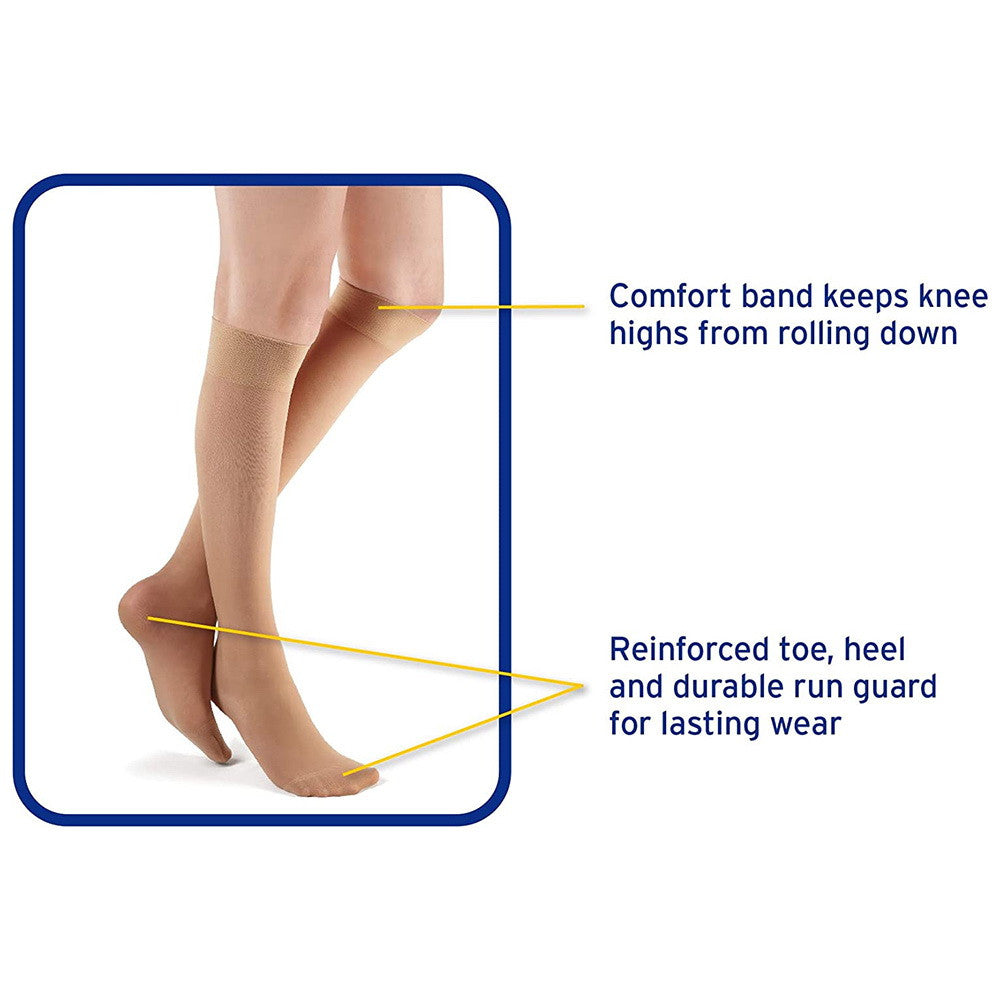 Futuro Beyond Support Ultra Sheer Knee Highs, Mild Compression, Nude, Medium - 1 Ea