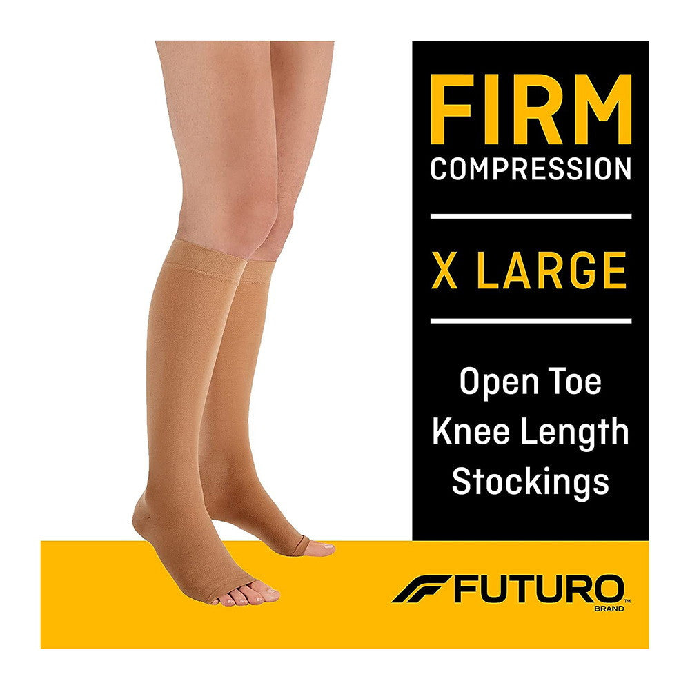 Futuro Therapeutic Support, Firm Compression Knee High, Open Toe, Beige, Xtra Large - 1 Ea