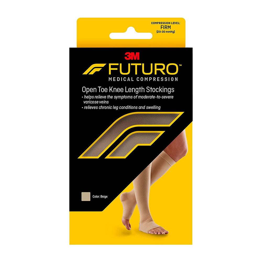 Futuro Therapeutic Support, Firm Compression Knee High, Open Toe, Beige, Xtra Large - 1 Ea