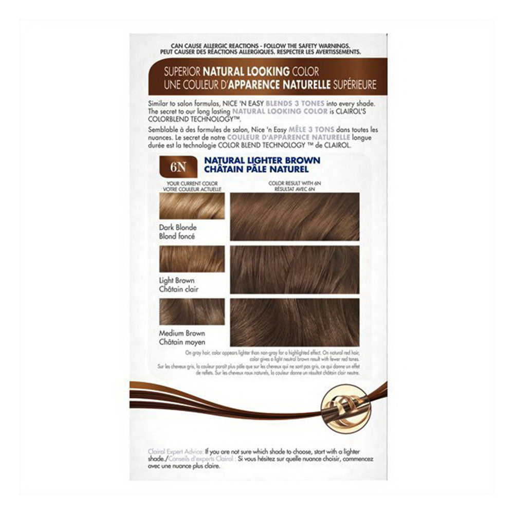 Clairol Nice n Easy 6N/115 Natural Lighter Brown Permanent Hair Color, 1 Kit