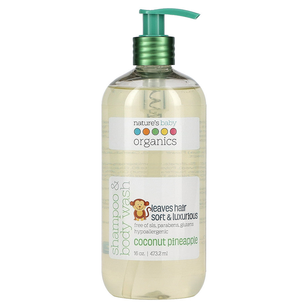 Natures Baby Organics Shampoo And Body Wash, Coconut Pineapple, 16 oz
