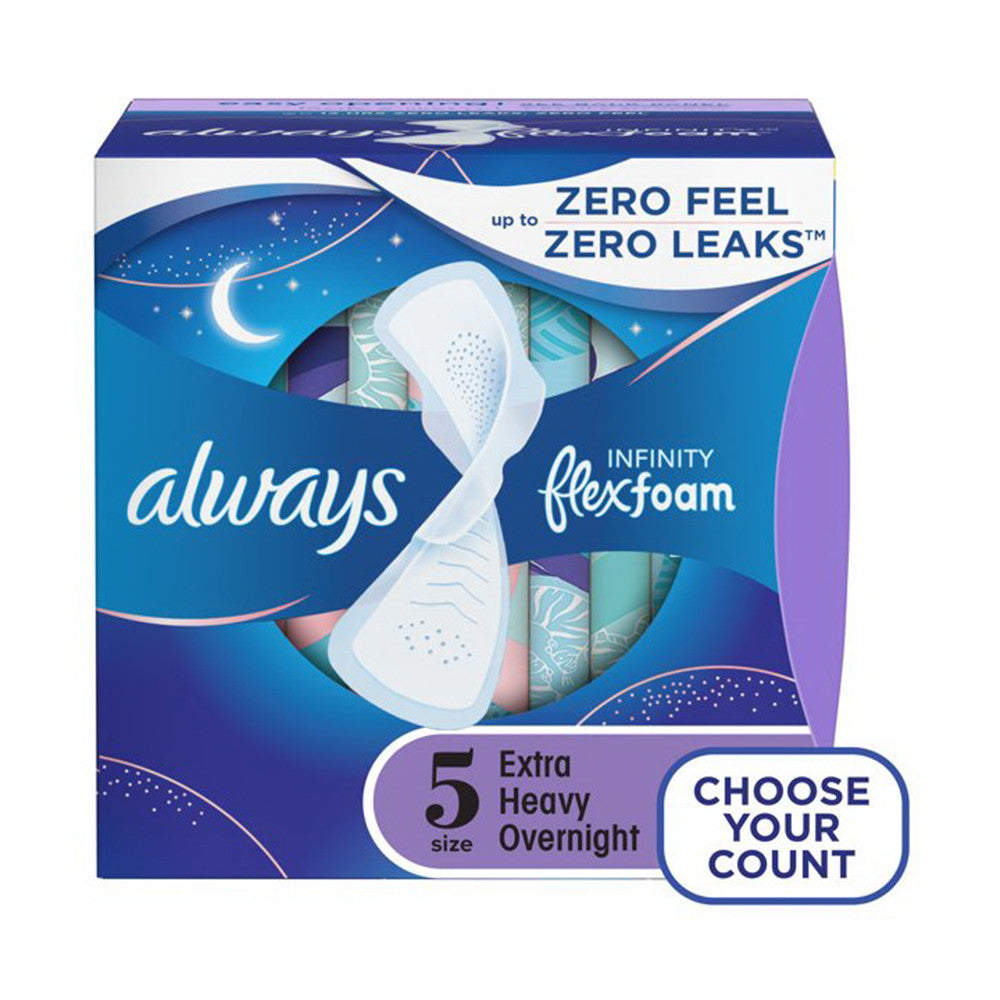 Always Infinity Overnight Pads, Winged, Unscented, Size 5, 22 Ea