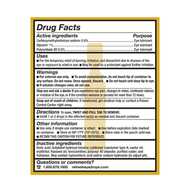 Refresh Optive Mega 3 Lubricant Eye Drops, 30 Each