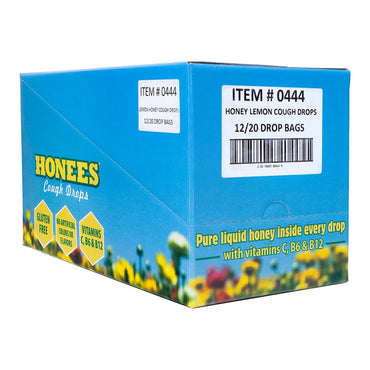 Honees Honey Lemon Menthol Cough Drops 20 Lozenges, 12 Ea