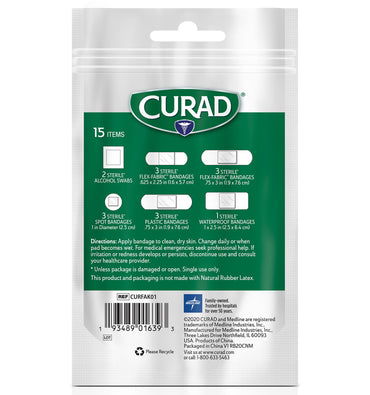 Curad First Aid Portable Pack, 15 Ea