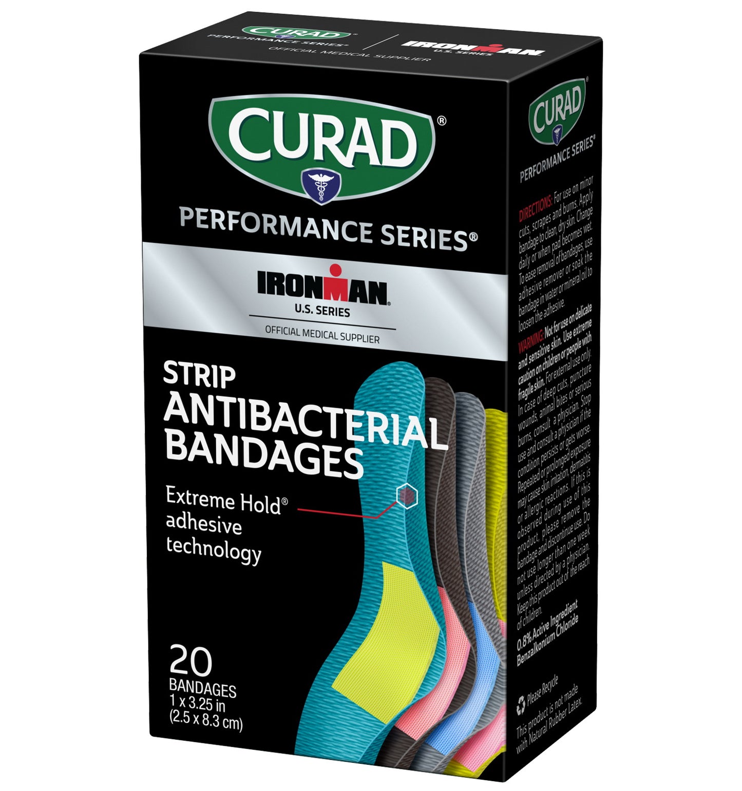 Curad Performance Series Extreme Hold Antibacterial Strip Bandages 20Ea